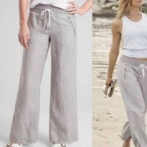 Athleta | Osprey Grey Heather | Cabo Linen Wide Leg Pants 406734